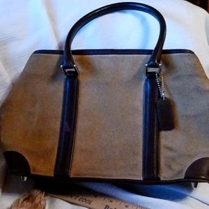Coach suede with leather trim handbag.